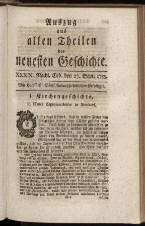 XXXIX. Nachl. Cob. den 27. Sept. 1755.