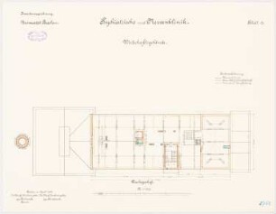 Universität Breslau Klinische Neubauten. Psychiatrische und Nervenklinik: Wirtschaftsgebäude: Grundriss Dachgeschoss 1:100