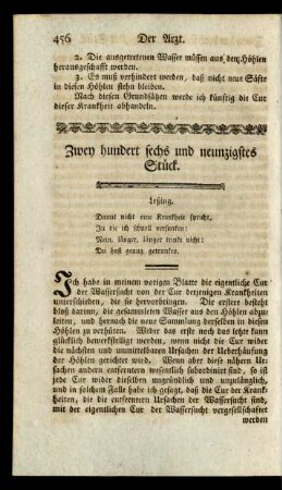 Zwey hundert sechs und neunzigstes Stück