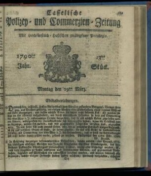 13tes Stueck, Montag den 29ten Maerz. 1790