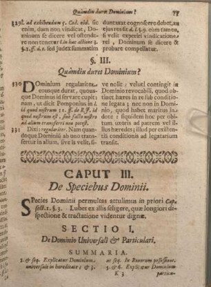Sectio I. De Dominio Universali & Particulari.