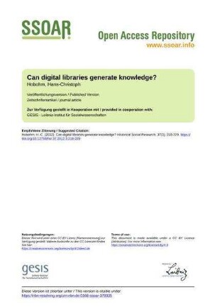 Can digital libraries generate knowledge?