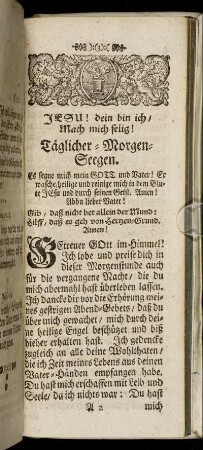 Täglicher-Morgen-Seegen. - Gebet um Erhaltung der Christlichen Kirchen.