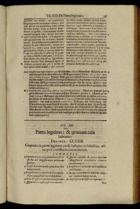 Tit. XIII. De Partu legitimo: & quisnam talis habeatur?