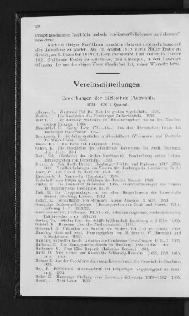 Erwerbungen der Bibliothek (Auswahl). : 1934-1936 1. Quartal