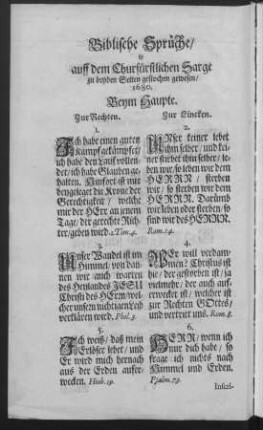 Biblische Sprüche so auff dem ... Sarge ... gestochen gewesen/ ...
