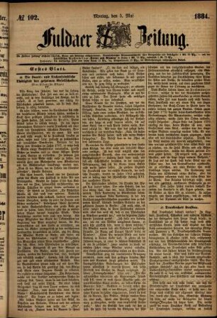 Ausgabe vom Montag, den 05. Mai 1884.
