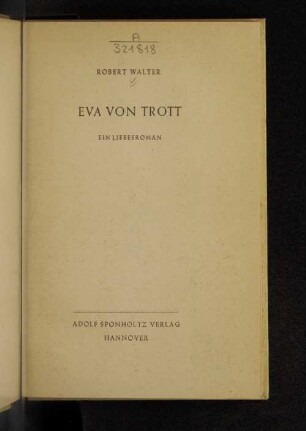 Eva von Trott : ein Liebesroman