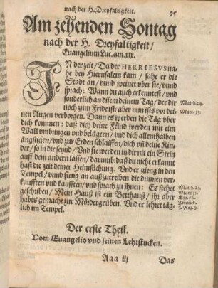 Am zehenden Sontag nach der H. Dreyfaltigkeit, Euangelium Luc. am xix.