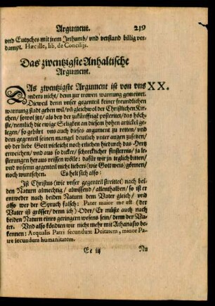 Das zwentzigste Anhaltische Argument.