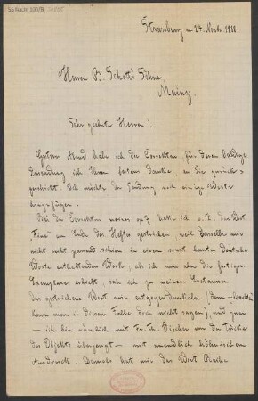 Brief an B. Schott's Söhne : 24.11.1888