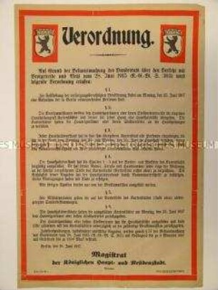 Maueranschlag: Verordnung über die Zuteilung von Brot und Mehl
