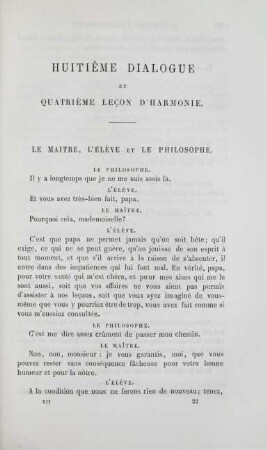 Huitième dialogue et quatrième lecon d'harmonie