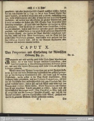 Caput X. Von Proportion und Eintheilung der Römischen Ordnung