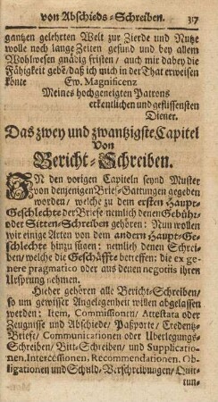 Das zwey und zwantzigste Capitel. Von Bericht-Schreiben