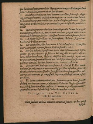Disquisitio VII. Ethica. De Liberalitate.