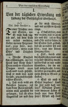 I. Von der täglichen Erweckung und Uebung der Gottseligkeit überhaupt.