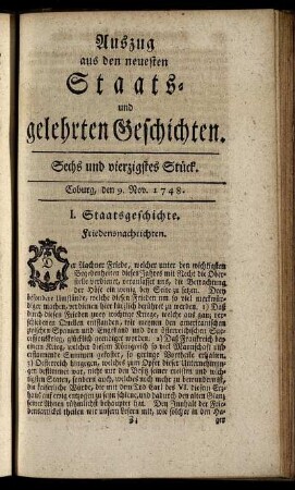 Sechs und vierzigstes Stück. Coburg, den 9. Nov. 1748.