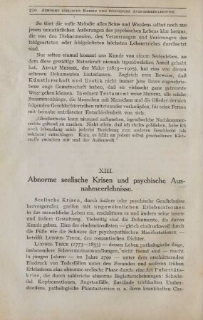 XIII. Abnorme seelische Krisen und psychische Ausnahmeerlebnisse