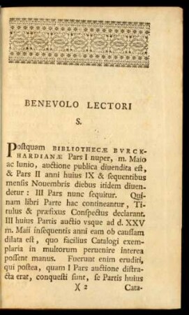 Benevoli Lectori