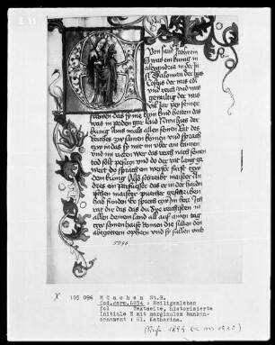Heiligenleben — Initiale E mit der heiligen Katharina