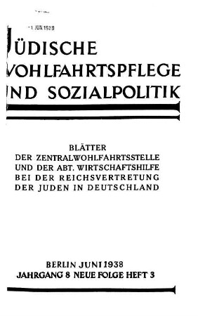 Jüdische Wohlfahrtspflege und Sozialpolitik