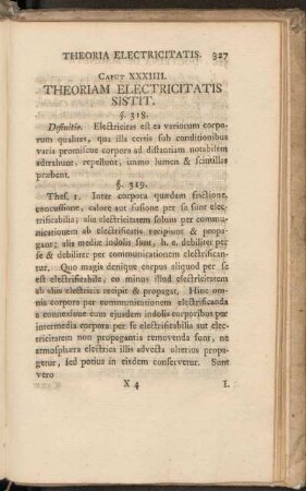 Caput XXXIIII. Theoriam Electricitatis sistit