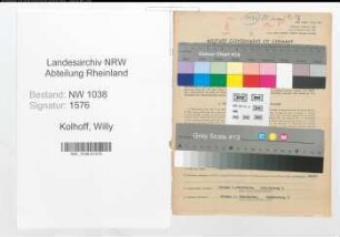 Entnazifizierung Willy Kolhoff , geb. 07.05.1901 (Lokfuehrer)