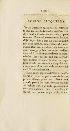 Section Cinquième (unvollständig)