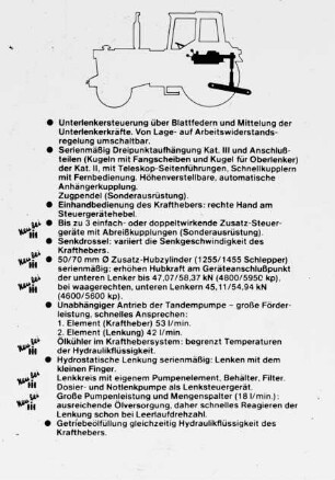 Übersicht: Traktor, Hydraulik, Technische Daten