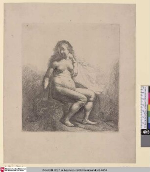 [Weiblicher Akt auf einem Erdhügel; Naked Woman on a Mound; Femme nue assise sur une butte]