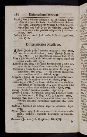 188-208, Dissertationes Medicae. Dissertationes omissae.