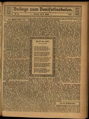 Zweite Ausgabe vom Sonntag, den 10. August 1924.