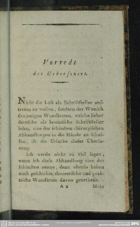 Vorrede des Uebersezers