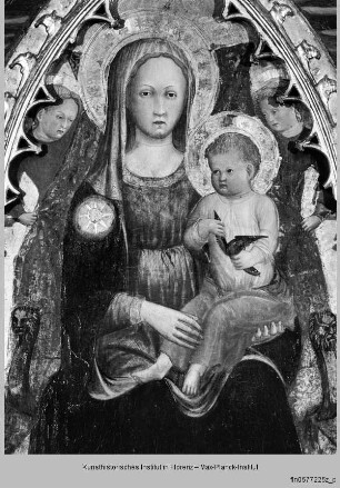 Maria mit Kind und Heiligen, Gottvater und Verkündigung : Maria mit Kind und zwei Engeln