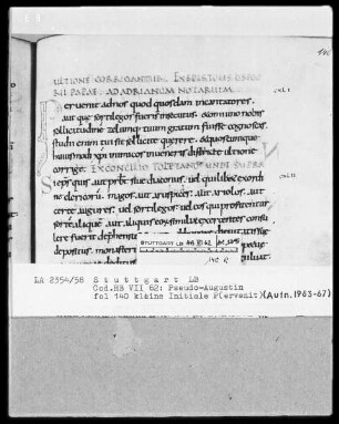 Quadripartitus (Sammlung von Patresexerpten und Kanones in vier Büchern) — Initiale P (ervenit), Folio 140recto