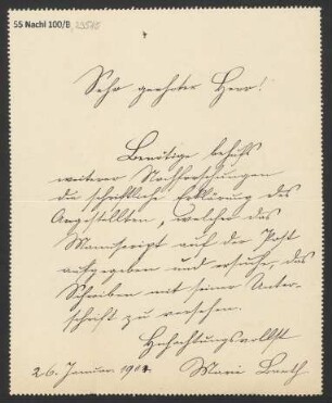 Brief an B. Schott's Söhne : 26.01.1904