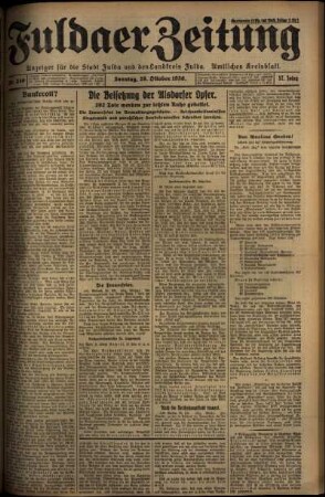 Erste Ausgabe vom Sonntag, den 26. Oktober 1930.