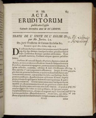 N. XII. [...] Calendis Decembris Anni M. DC. LXXXVIII.
