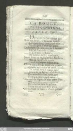 La Poule, Et Les Canetons, Fable XIV.