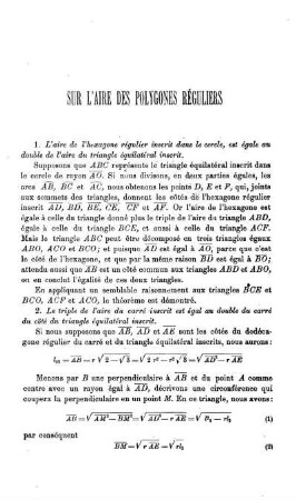 Sur L'Aire des Polygones Réguliers.