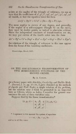 On the simultaneous transformation of two homogeneous functions of the second order.