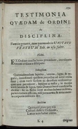 Testimonia qvædam de ordine Ac disciplina ...
