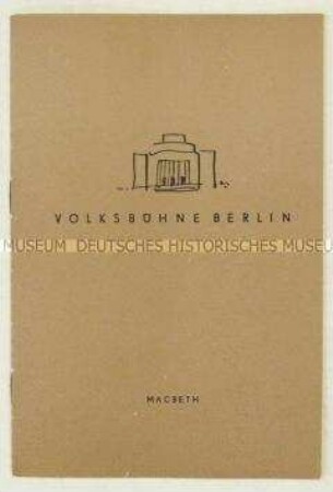 Programmheft zur Tragödie "Macbeth" von William Shakespeare in der Volksbühne Berlin