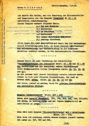 Interne Korrespondenz zu diversen Dispositionsfragen