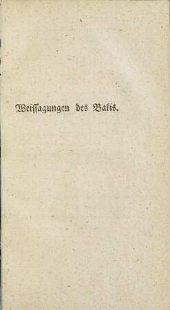 Weissagungen des Bakis