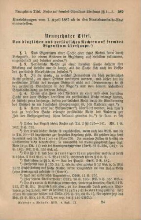 Neunzehnter Titel. Von dinglichen und persönlichen Rechten auf fremdes Eigenthum überhaupt.