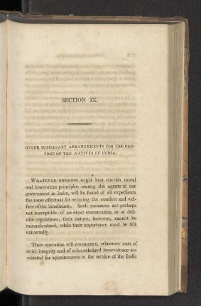 Section IX. Other subsidiary arrangements for the comfort of the natives of India.