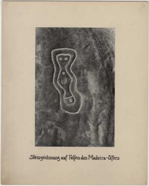Steinzeichnung auf Felsen des Madeira-Ufers