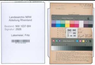 Entnazifizierung Fritz Lakemeier , geb. 20.06.1902 ()
